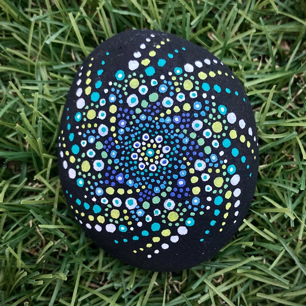 Mandala Hand Painted River Rock 2”